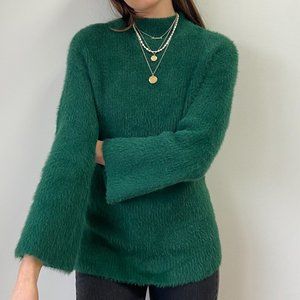 Lovers + Friends Green Fuzzy Sweater - Small